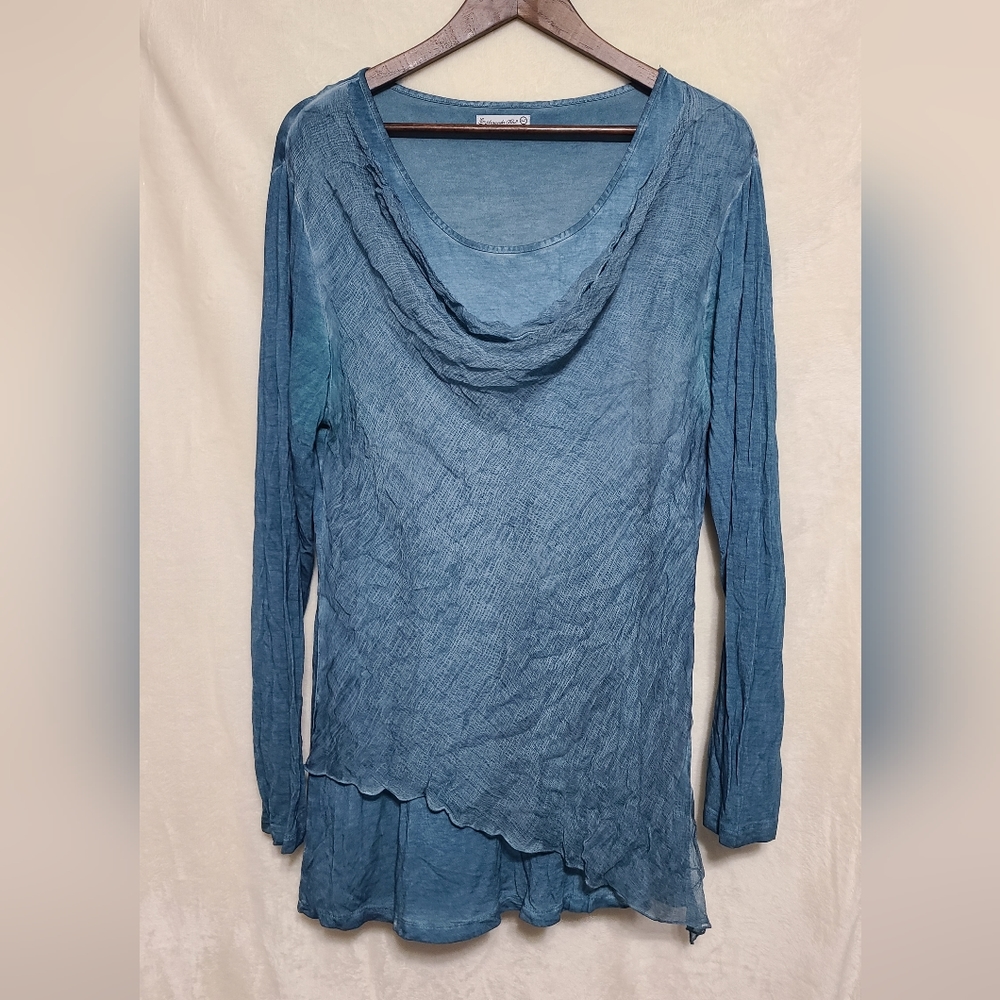 Amanda Blu Blue Cowl Neck Tunic Size XL